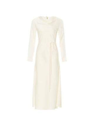 Glow Boat Neck Long Dress in Ivory with elegant design and flowing silhouette – Sincethen