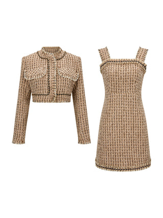 Champagne Tweed Set by SINCETHEN - Unique Designer Tweed Outfit for Special Occasions