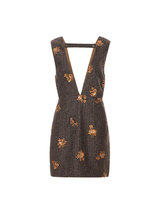 Fall-ready Sincethen Cocoa Suspender Mini Dress for stylish layering