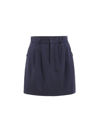 Navy Pintuck Mini Skirt - Elegant pintuck detailing, perfect for versatile styling