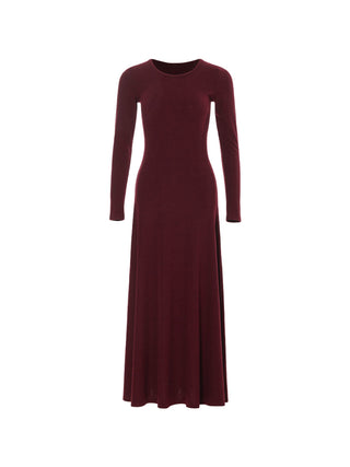 Red Wine Round Long Dress by Sincethen - Elegant Fall Winter Designer Dress