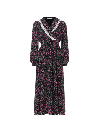 Sincethen Fleur V-Neck Long Dress with elegant V-neckline for an autumn-inspired look