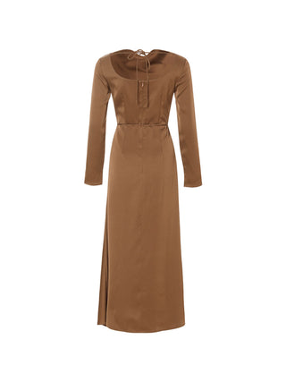 Glow boat neck long dress (brown)