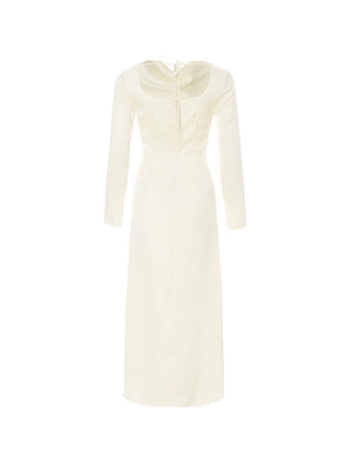 Glow boat neck long dress (ivory)