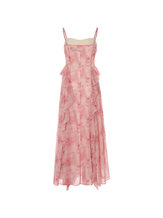 Flamingo ruffle long dress