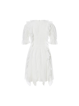 Blanc ruffle mini dress