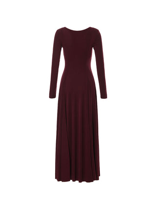 Deep wine round long dress