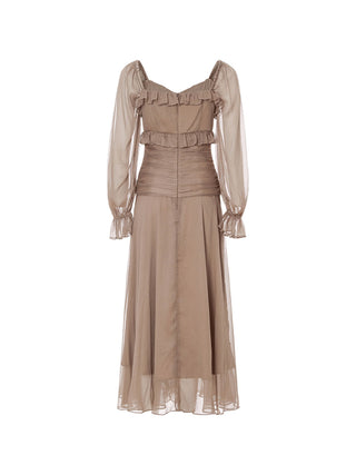 Mocha ruffle long dress