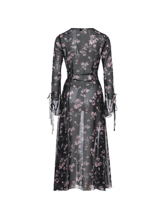 Shimmer black printed long dress