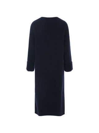 Wool double mufller coat Navy