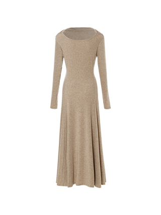 Hazelnut boat neck long dress