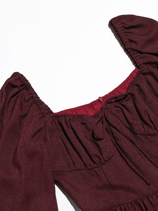 Burgundy shirring mini dress