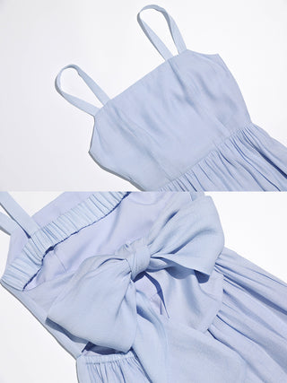 Sky back ribbon long dress