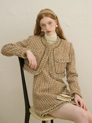 Champagne Tweed Set by SINCETHEN - Unique Designer Tweed Outfit for Special Occasions