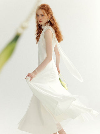 Blanc lace long dress