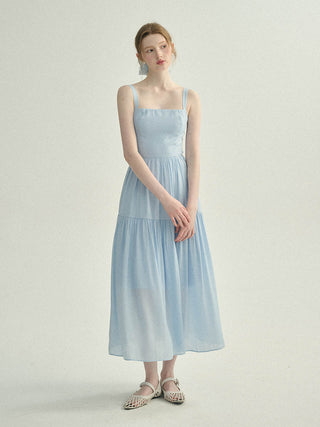 Sky back ribbon long dress