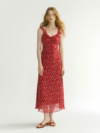 Scarlet frill long dress