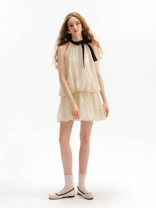 Dot balloon mini dress (Ivory)