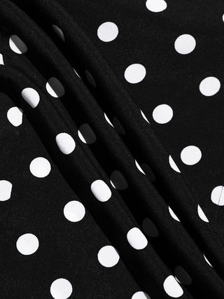 Black dots slit long dress