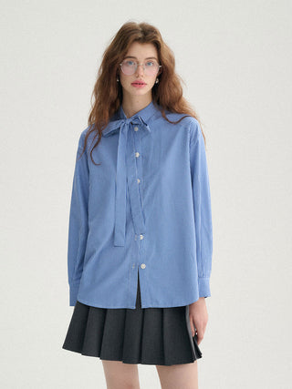 Blue ribbon check blouse