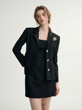 Classic Collar Jacket in Black with a structured fit and timeless design, perfect for a polished and classic look.