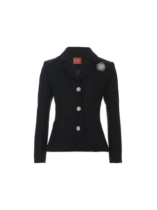 Classic Collar Jacket in Black with a structured fit and timeless design, perfect for a polished and classic look.