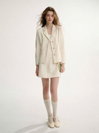 Classic Collar Jacket in Ivory with a structured fit, perfect for a clean and timeless classic look.