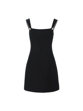 Classic Pearl Point Mini Dress in Black with pearl embellishments, perfect for an elegant and timeless look.