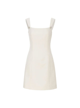 Classic Pearl Point Mini Dress in Ivory with pearl embellishments, perfect for a clean and timeless classic look.