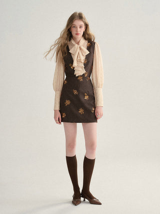 Fall-ready Sincethen Cocoa Suspender Mini Dress for stylish layering