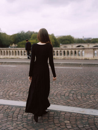 Darkblack round long dress