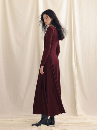 Deep wine round long dress