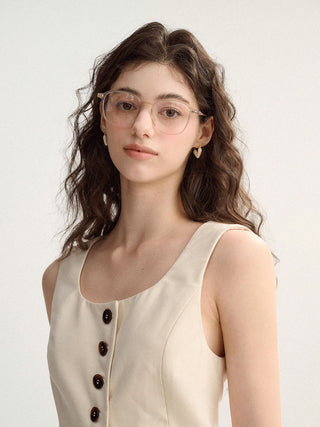 Stylish Forte Slim Line Glasses in Beige by Sincethen, perfect for sleek everyday fashion.