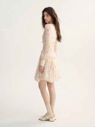 Feminine Harmony Shirring Mini Dress by Sincethen, perfect for elegant fall outfits.