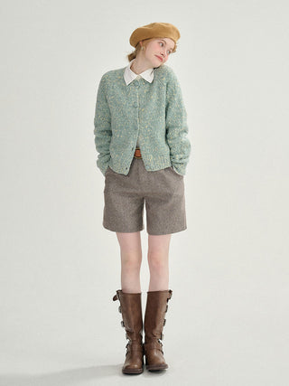 Lemon Mint Knit Cardigan with soft knit texture and vibrant color, perfect for cozy and stylish outfits.