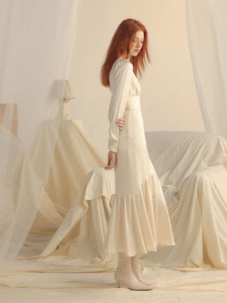 Luster v neck long dress