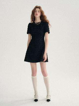 Maeve Tweed Mini Dress - Romantic designer mini dress in tweed, perfect for special occasions by Sincethen