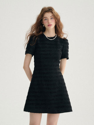 Maeve Tweed Mini Dress - Romantic designer mini dress in tweed, perfect for special occasions by Sincethen