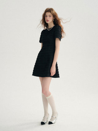 Maeve Tweed Mini Dress - Romantic designer mini dress in tweed, perfect for special occasions by Sincethen