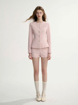 Pastel Pink Pants Set with a tailored fit, perfect for a chic and lovely look.