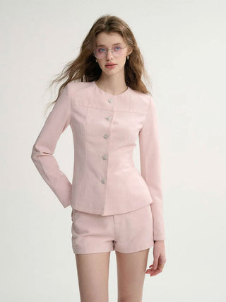 Pastel Pink Pants Set with a tailored fit, perfect for a chic and lovely look.