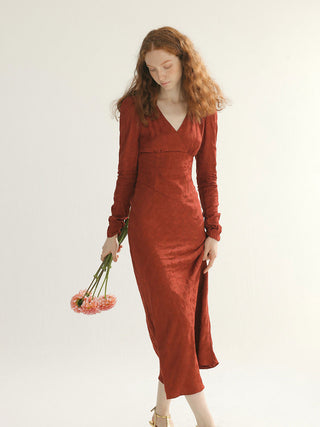 Red Silhouette Long Dress - Alluring Designer Gown by Sincethen