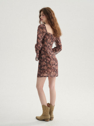 Redbrown round mini dress