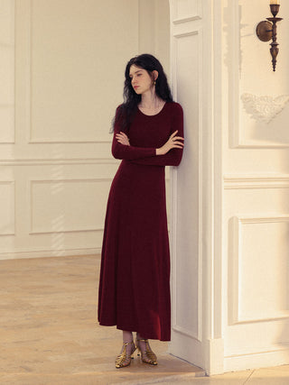 Redwine round long dress