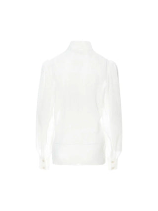 Ribbon Tie Sheer Blouse White