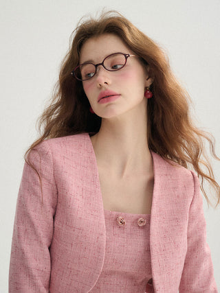 Rosepink Tweed Set - Romantic pink tweed two-piece outfit with feminine detailing by Sincethen