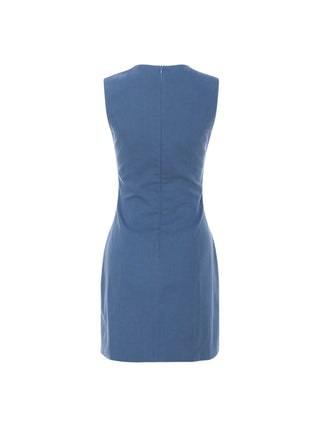 Slim Cotton Mini Dress Blue