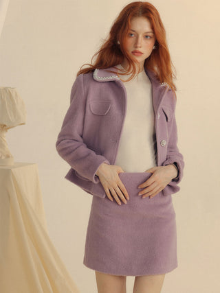 Violeta Pearl Collar Set styled for a warm and romantic winter look